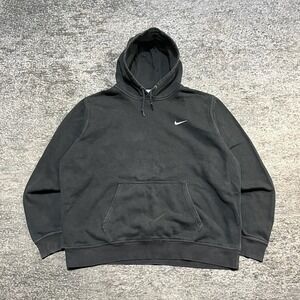 Nike Hoodie Mens XXL Black Pullover Sweatshirt Mini Swoosh Vintage Y2K